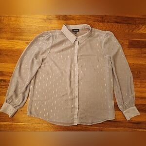 Lavender and Gold Mod Cloth Sheer Button Down Collared Blouse Size XL